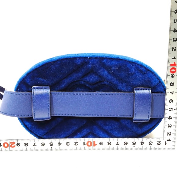 Gucci Waist Pouch Velvet Blue Belt Gg Marmont women's bag - Picture 8 of 15